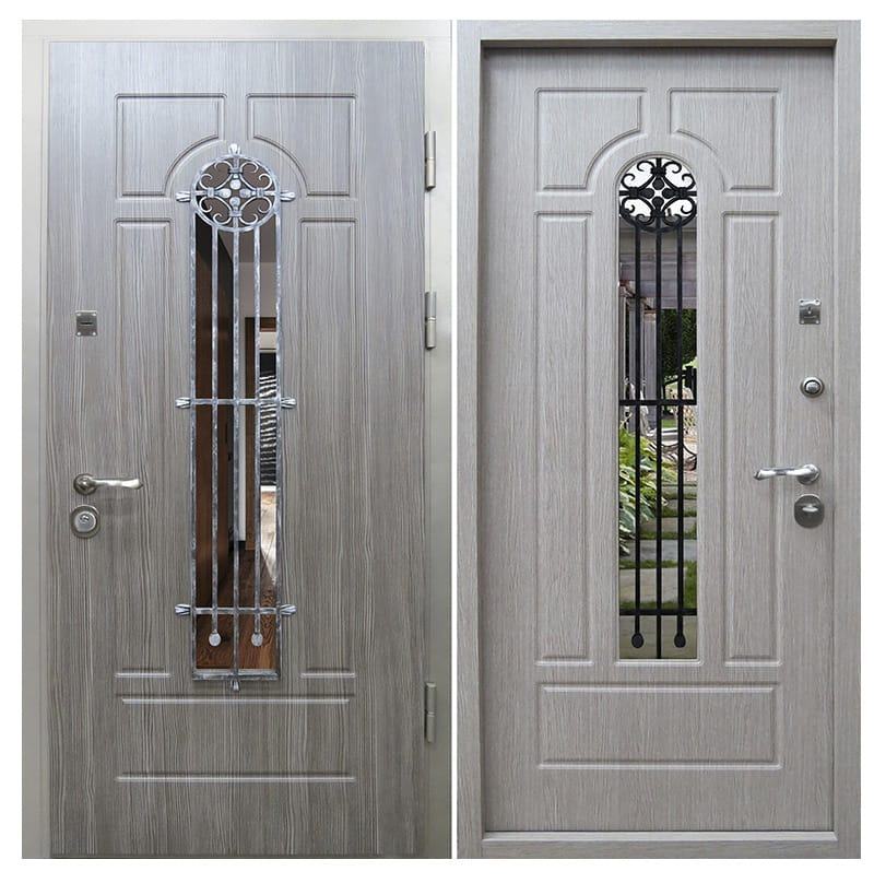 Стальная тамбурная дверь МДФ с ковкой 513