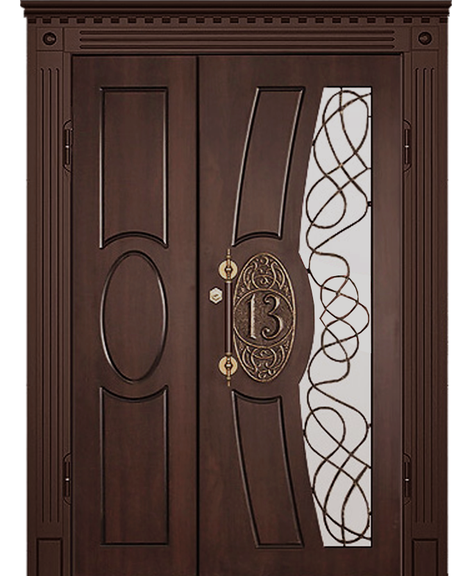 Дверь стальная МДФ с ковкой/стеклом 3210