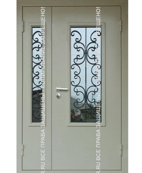 Дверь стальная уличная Порошок с ковкой/стеклом 1134 Дверь стальная уличная Порошок с ковкой/стеклом 1134